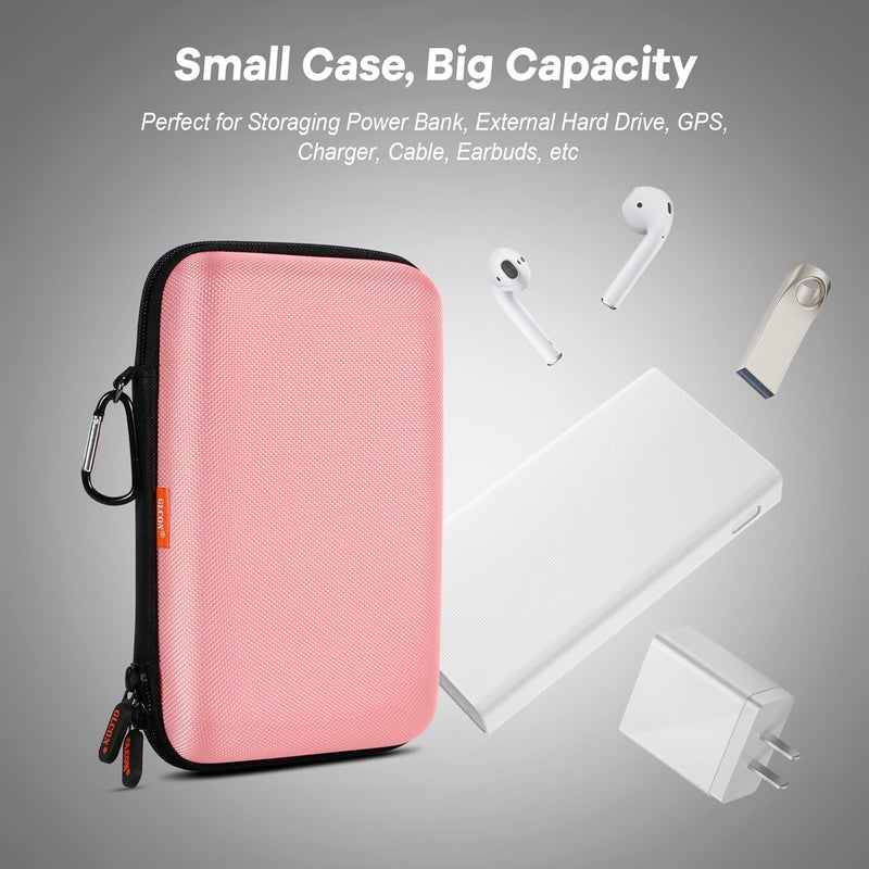 GLCON Large Hard Shell Carrying Case for External Hard Drive, Power Bank, Charger, Cable, Heart Monitor, Cell Phone, Electronic Accessories Organizer - Pink Storage Pouch Travel Bag for Girls, Women, Lady - Image 5